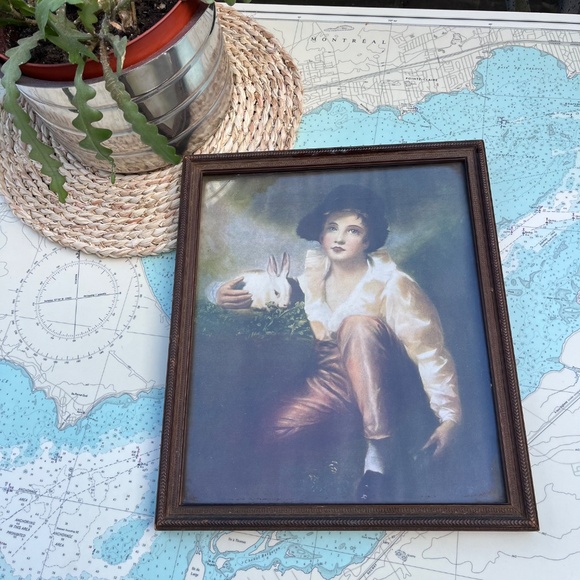 Vintage Boy with Bunny Raeburn Framed Print - Picture 2 of 4